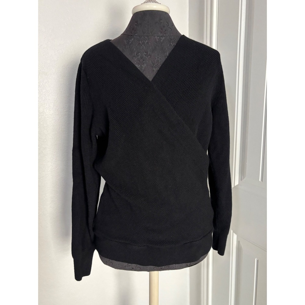 Harley Davidson Womens Black Ribbed Wrap V Neck‎ Sweater Size L